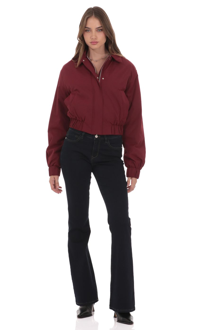 Изображение товара для Бордовая бомбер-куртка с воротником