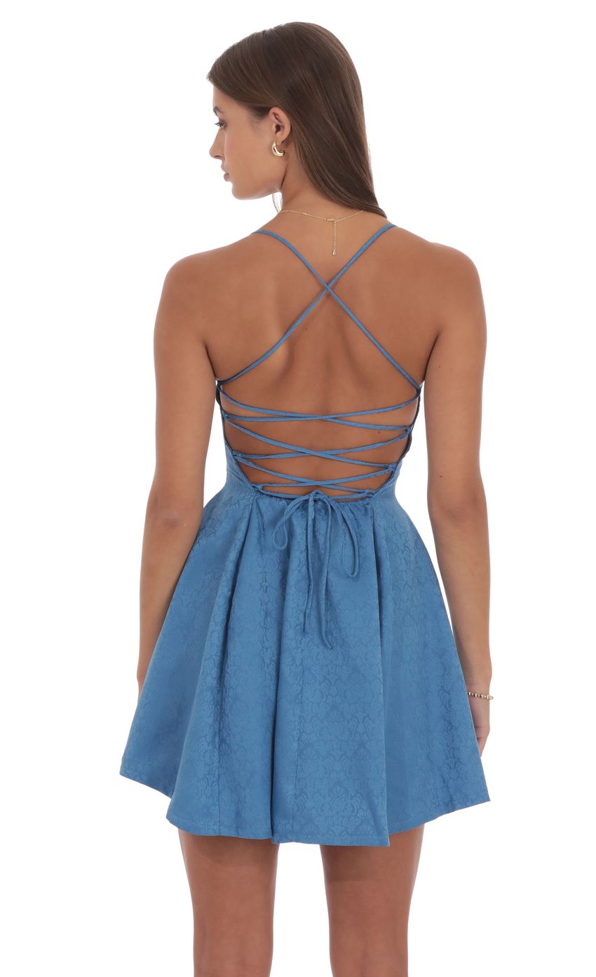 Product image for Jacquard Fit and Flare Dress in Blue