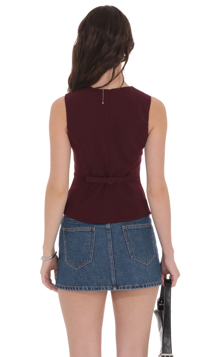 Product image for High Neck Vest in Burgundy