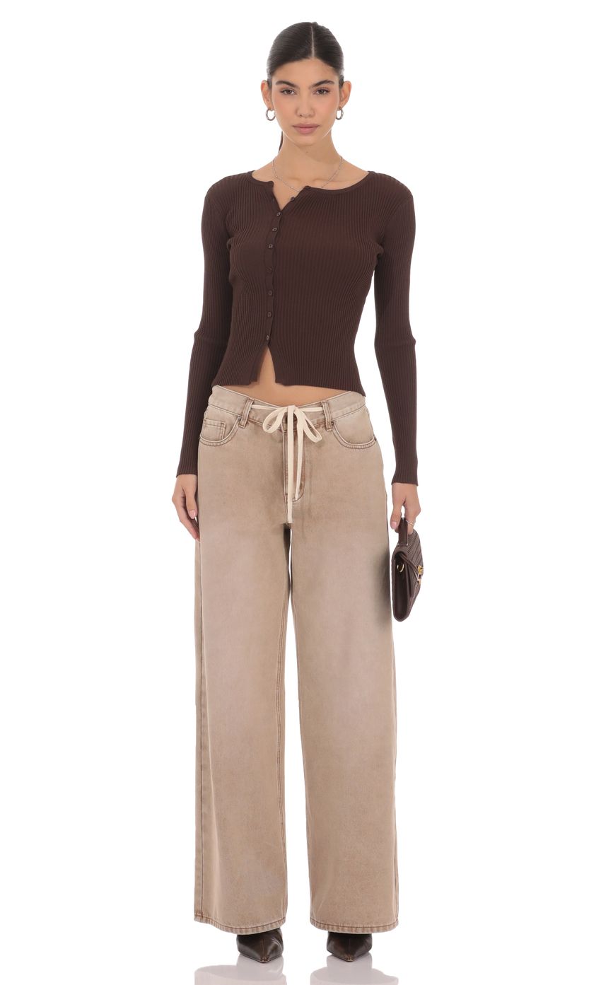 Product image for Off Center Cardigan in Brown