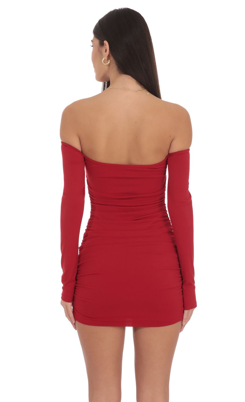 Product image for Off Shoulder Embellished Dress in Red
