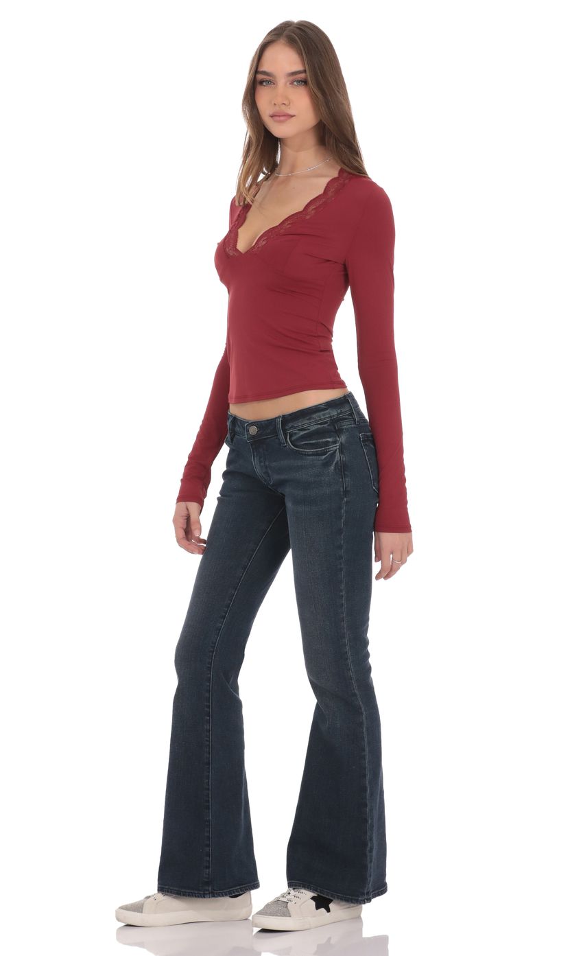 Product image for Low Rise Bell Bottom Jeans in Dark Blue