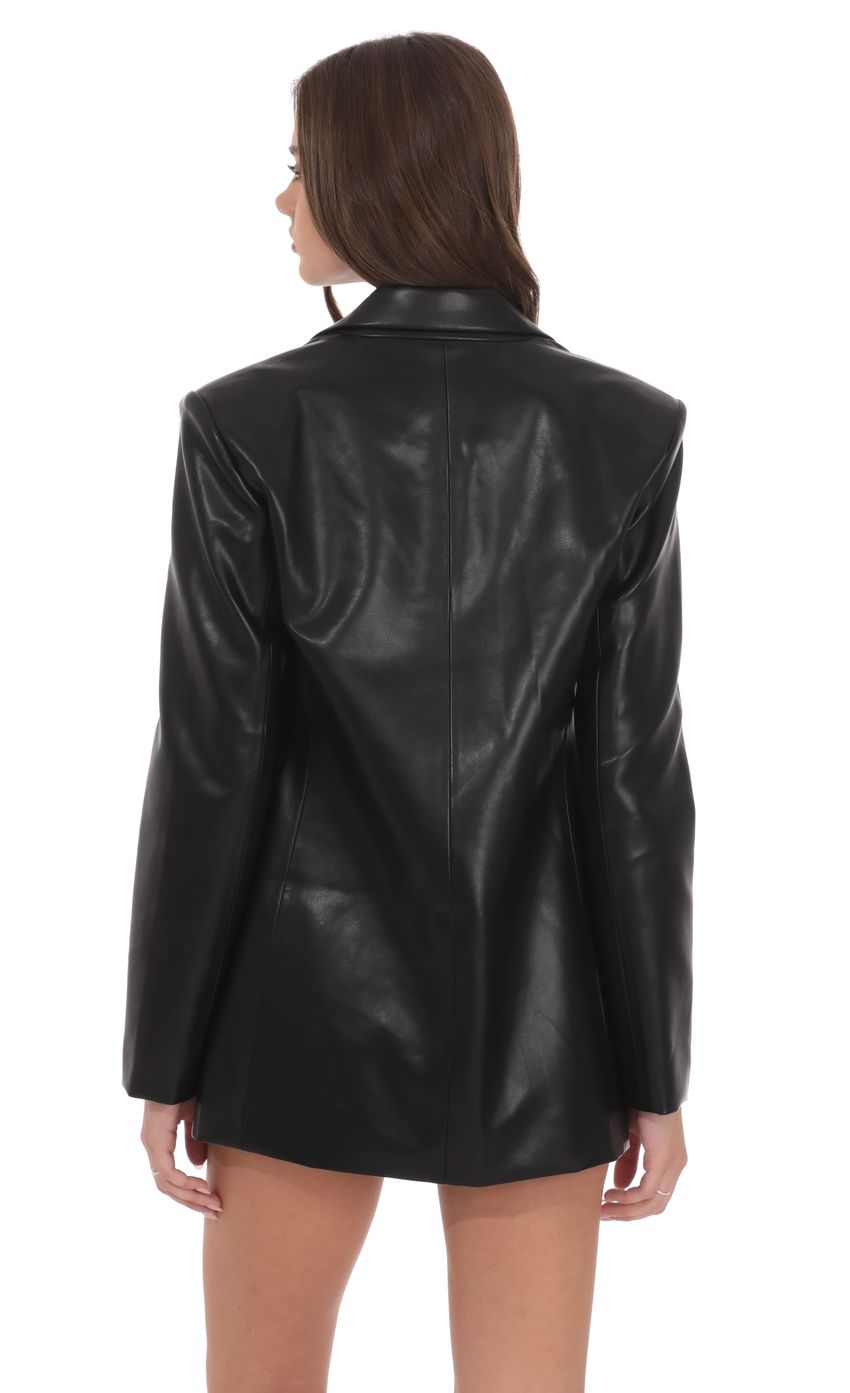Product image for Faux Leather Blazer in Black