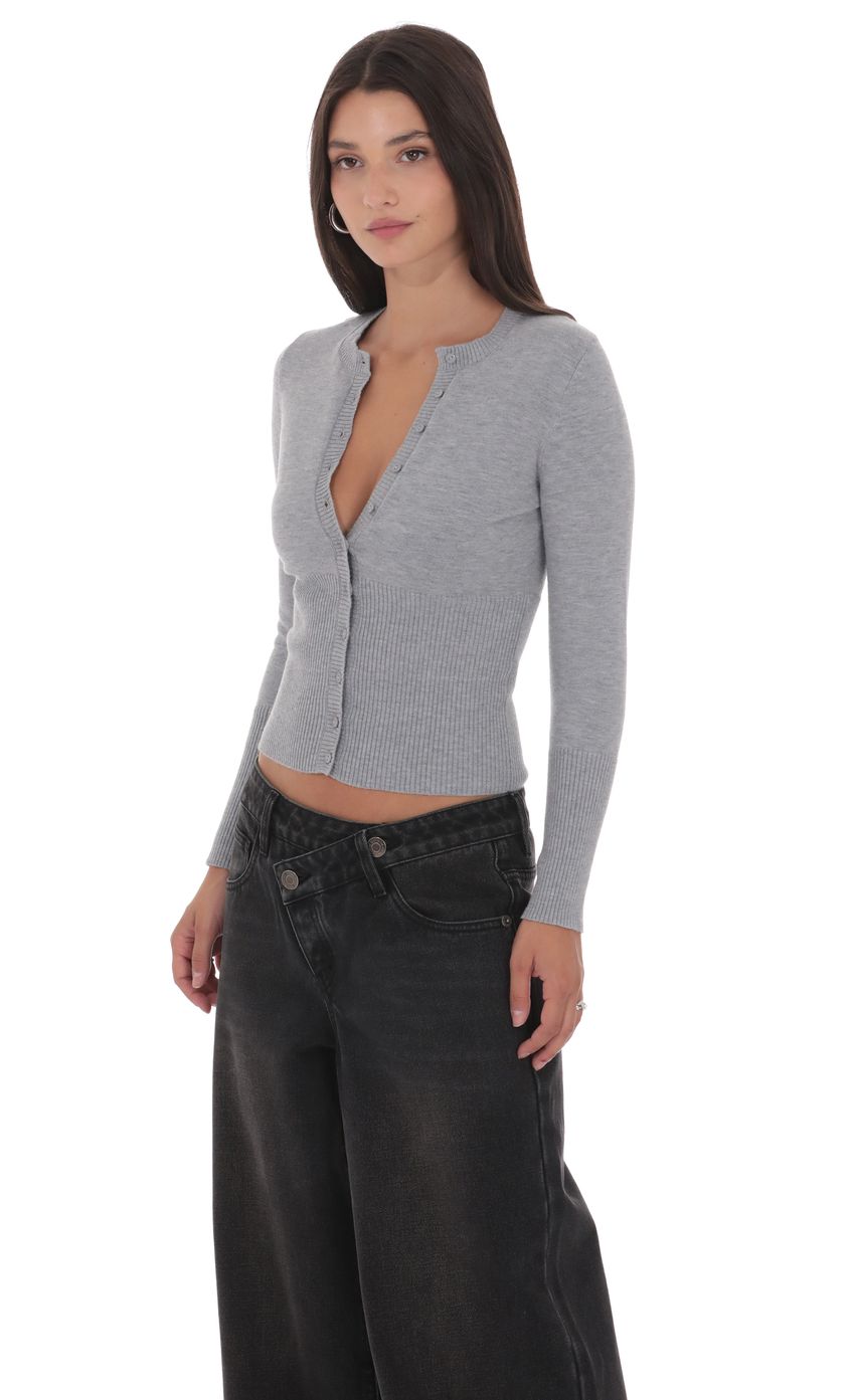Product image for Cinched Knit Cardigan in Heather Grey