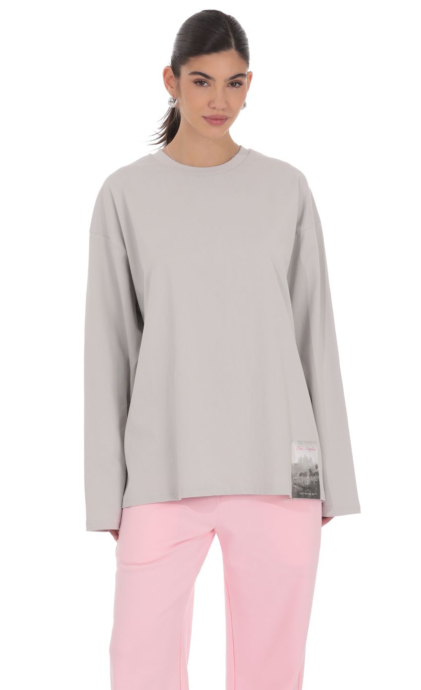 Product image for Lucy Graphic Crewneck Shirt in Grey