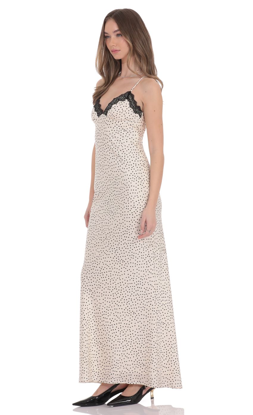Product image for Polka Dot Triangle Maxi Dress in Cream