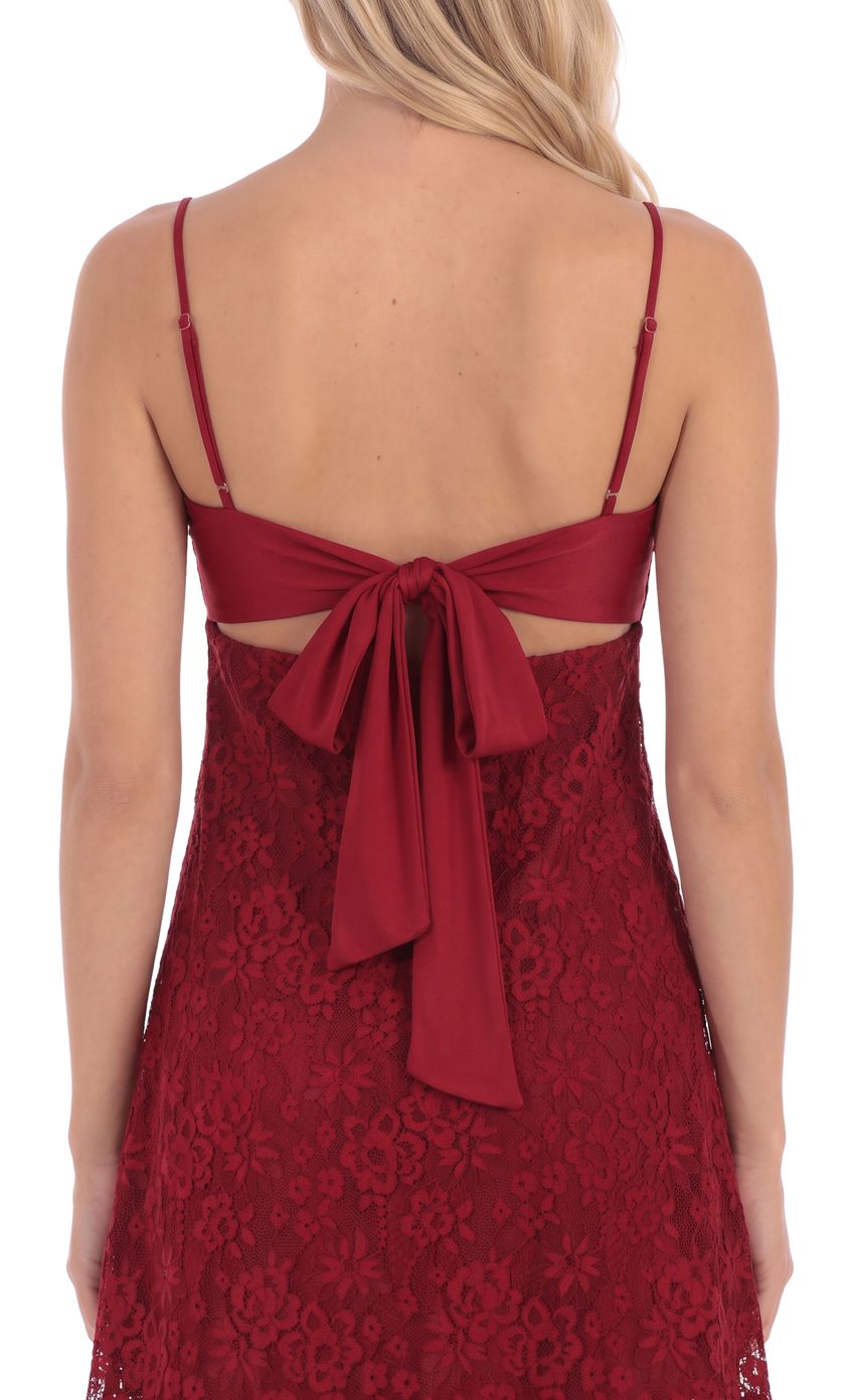 Product image for Floral Lace Mini Dress in Burgundy