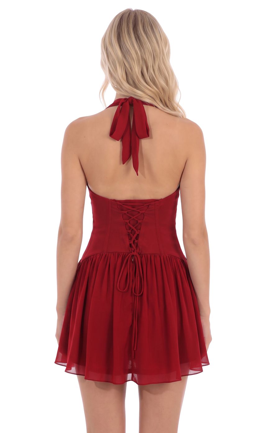 Product image for Halter Corset Mini Dress in Red