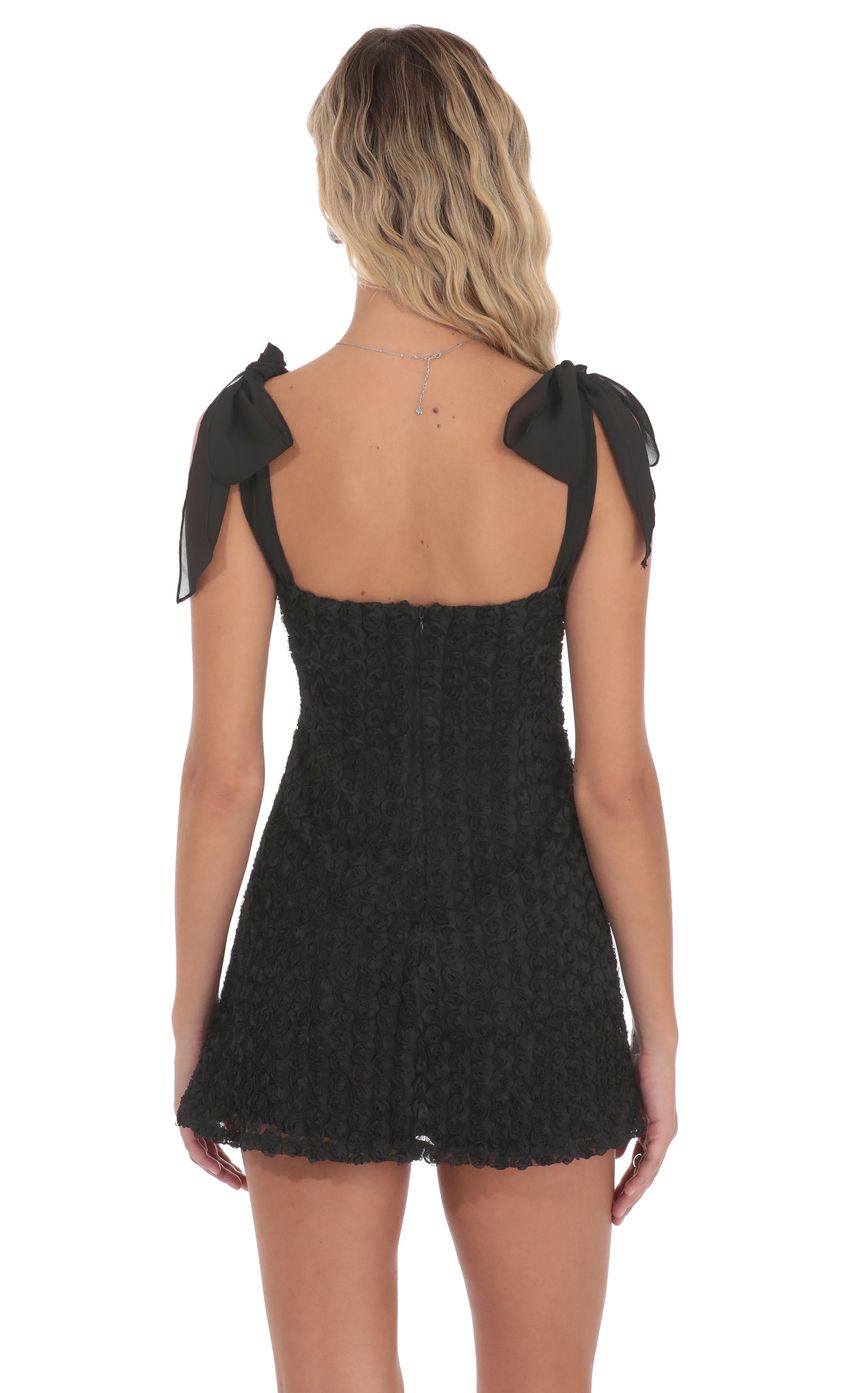 Product image for Rosette Shoulder Tie Dress in Black