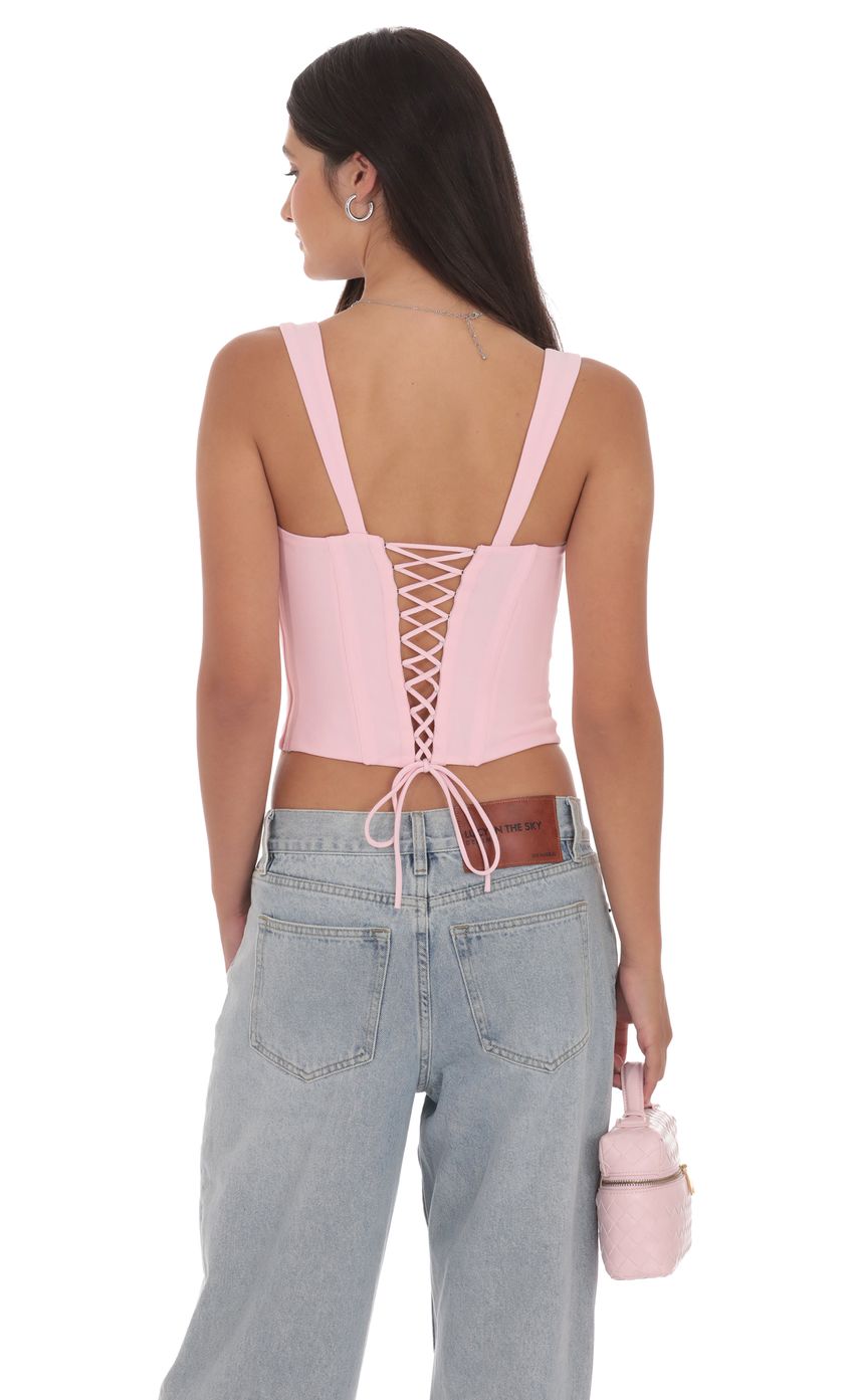 Product image for Detailed Corset Top in Pink