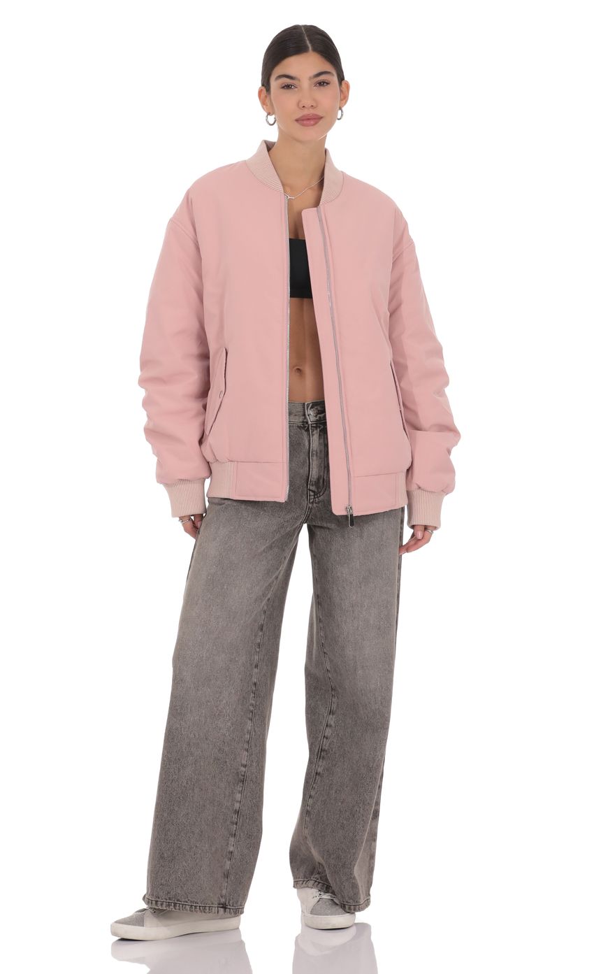 Product image for Oversized Bomber Jacket in Pink