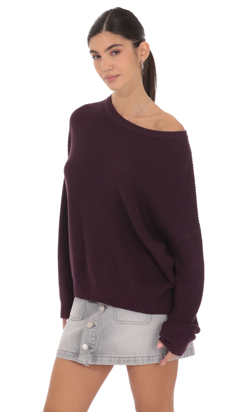 Product image for Oversize Open Knit Jumper in Purple