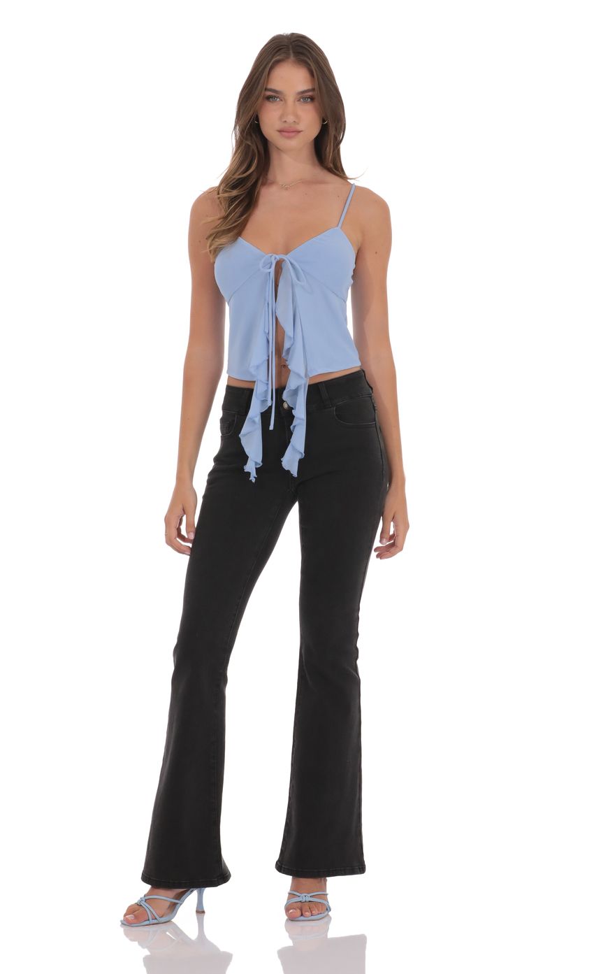 Product image for Mesh Front Tassel Top in Blue