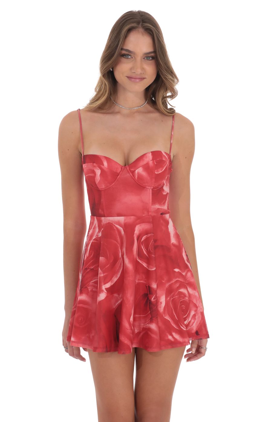 Picture Rose Mesh Corset A-line Dress in Red. Source: https://media-img.lucyinthesky.com/data/product-media/850xAUTO/bdbe8f08-c6f2-4371-89d5-6bdd4d859a1f.jpg