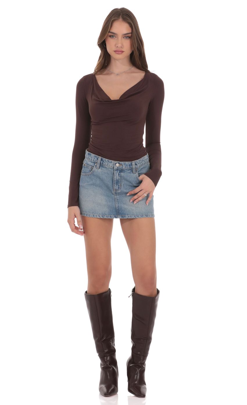 Product image for Low Rise Denim Mini Skirt in Light Blue