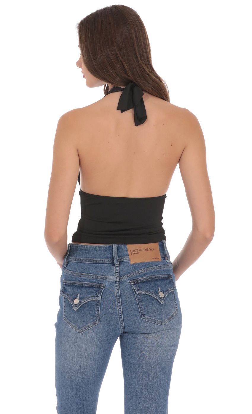 Product image for V-Neck Halter Top in Black