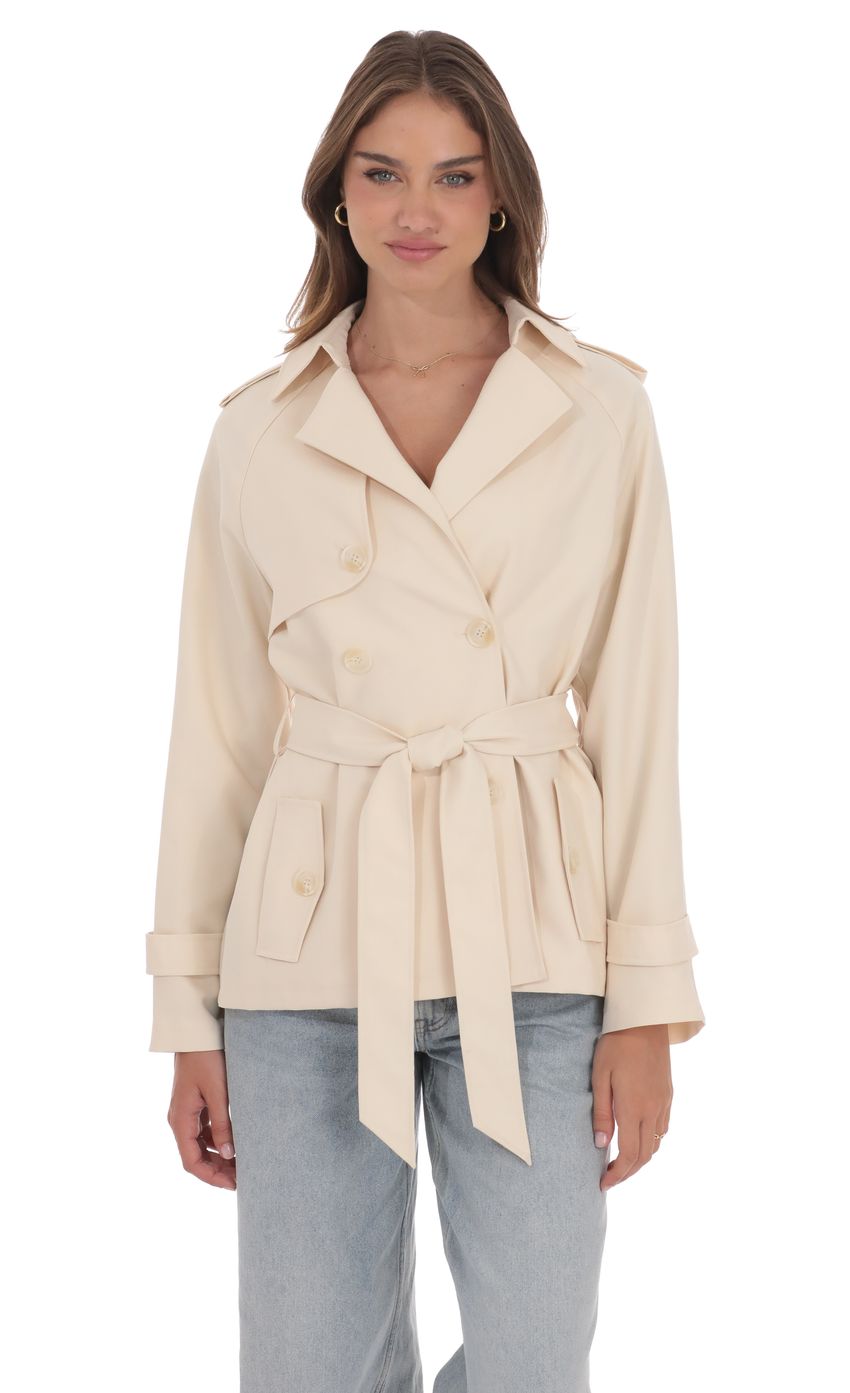 Product image for Double Breasted Trench Coat in Cream