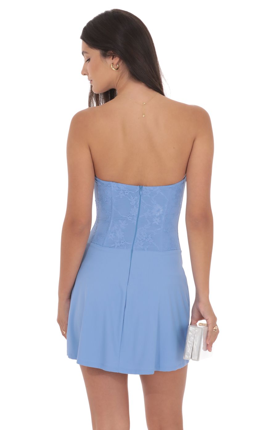 Product image for Draped Waist Lace Corset Dress in Light Blue