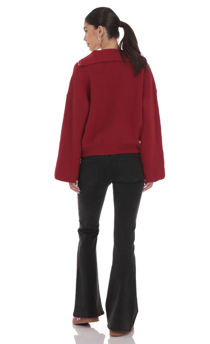 Product image for Knit Quarter-Zip Jumper in Maroon