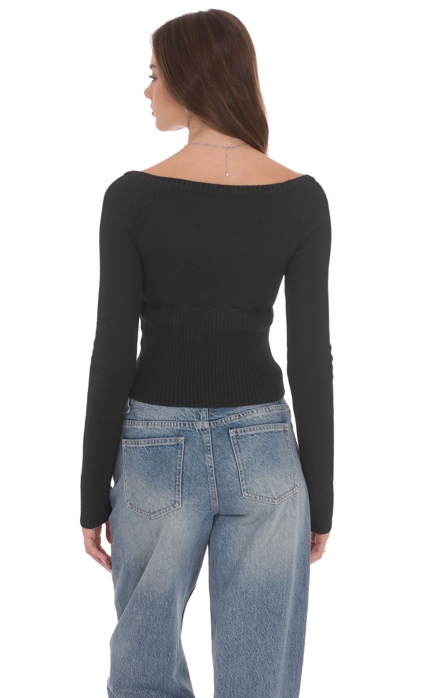 Product image for Knit Cinch Drawstring Top in Black