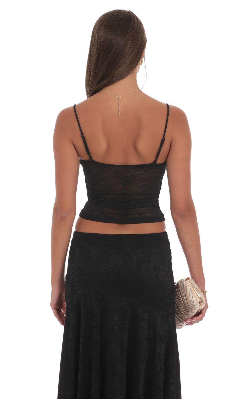 Изображение товара для Черный топ на бретелях из прозрачного кружева