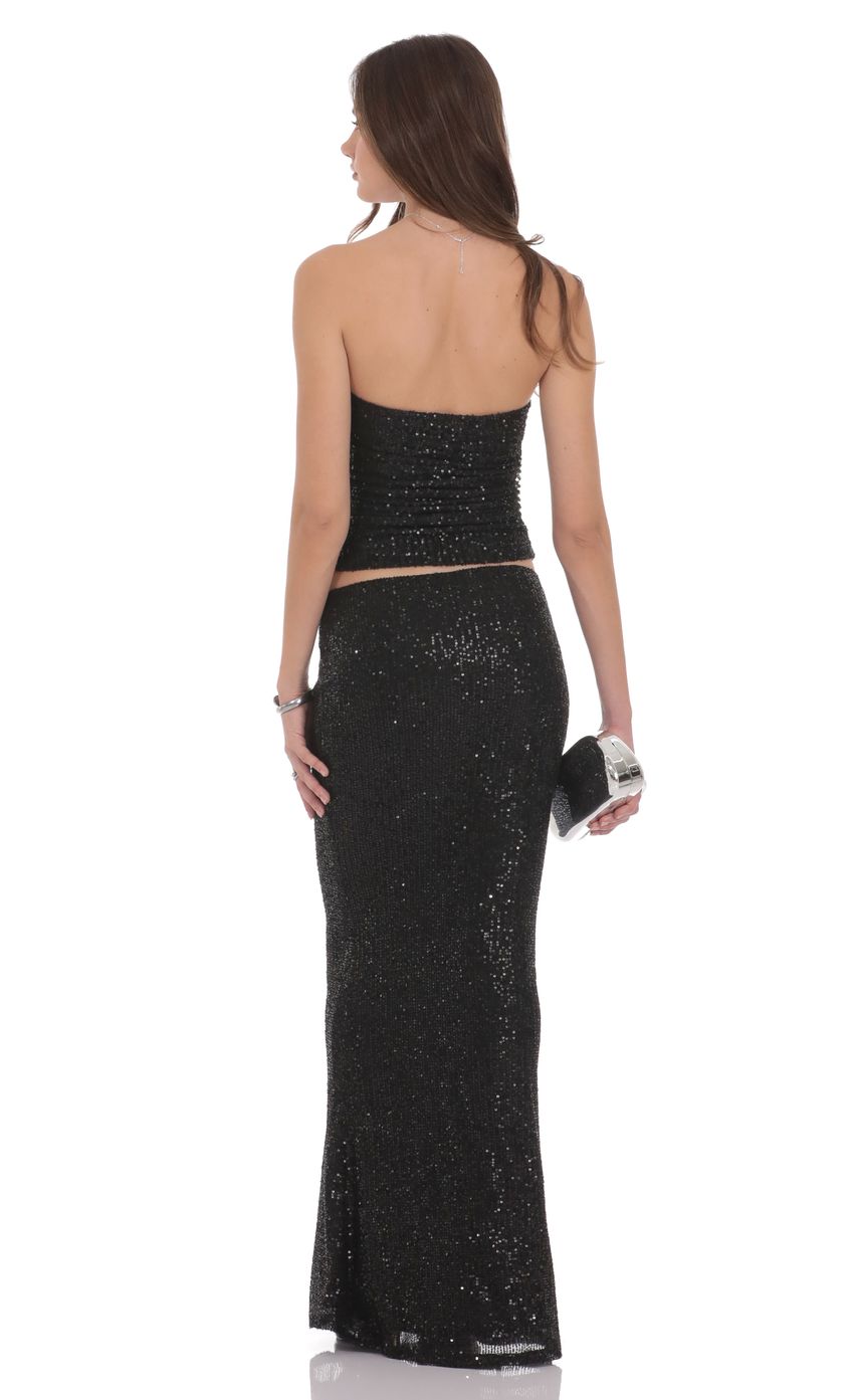 Product image for Sequin Maxi Skirt in Black