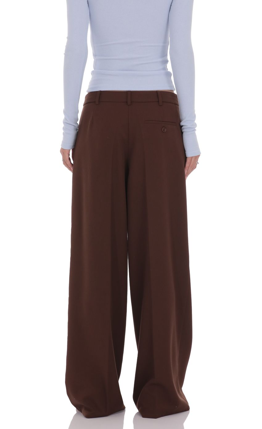 Product image for Pleated Wide Leg Trousers in Brown
