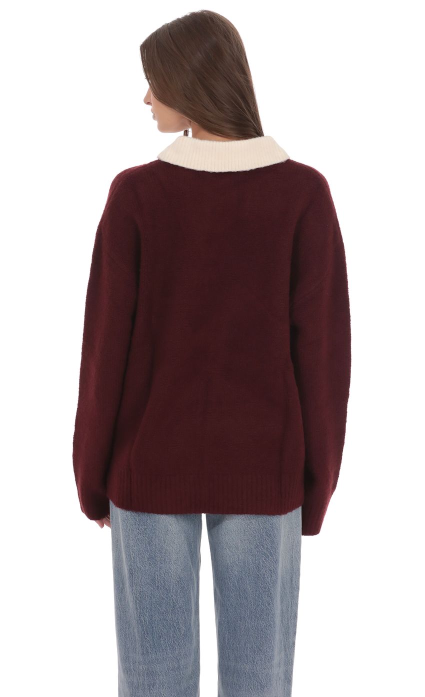 Изображение товара для Джемпер в стиле регби бордового цвета