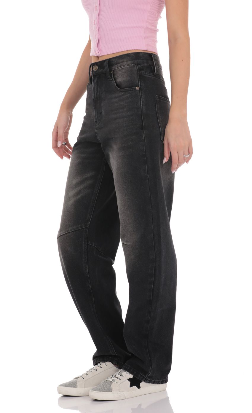 Picture Distress Barrel Jeans in Faded Black. Source: https://media-img.lucyinthesky.com/data/product-media/850xAUTO/c2d7a6a7-cb06-445f-84dc-3c8f9cd3bac9.jpg
