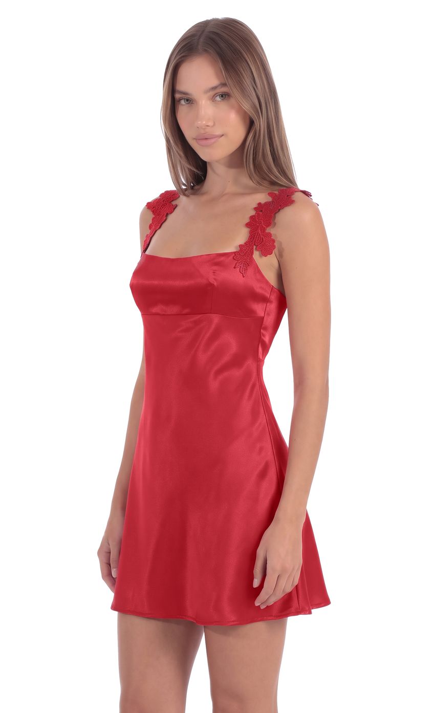 Product image for Floral Appliqué Mini Dress in Red