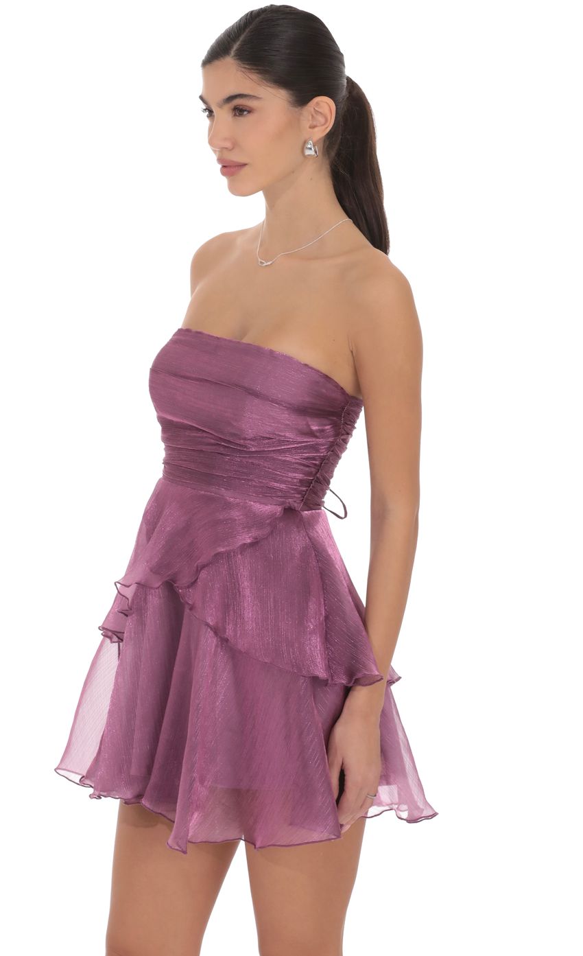 Product image for Petal Ruffle Strapless Dress in Purple
