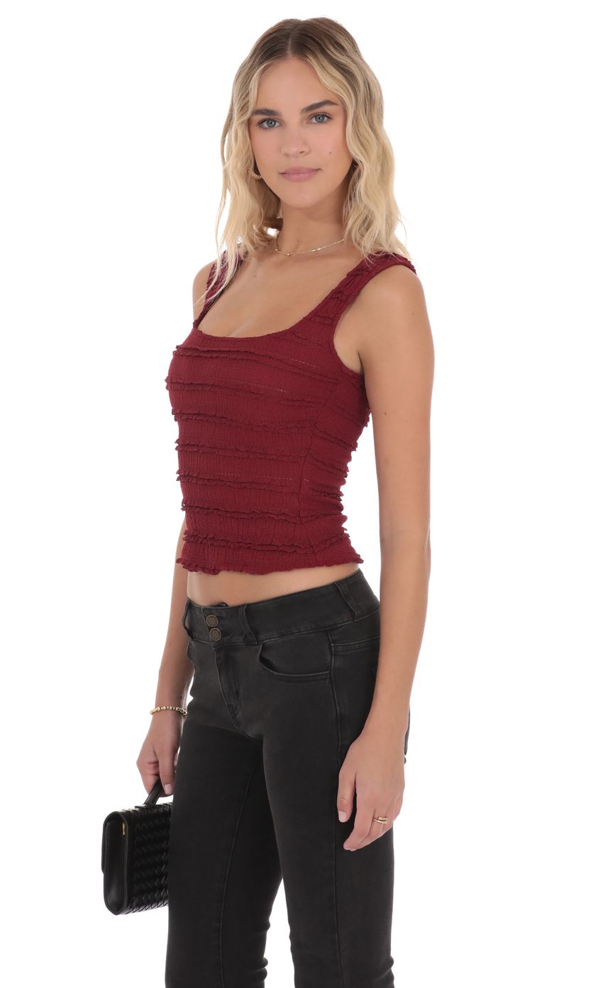 Product image for Ruffle Lace Tank Top in Burgundy