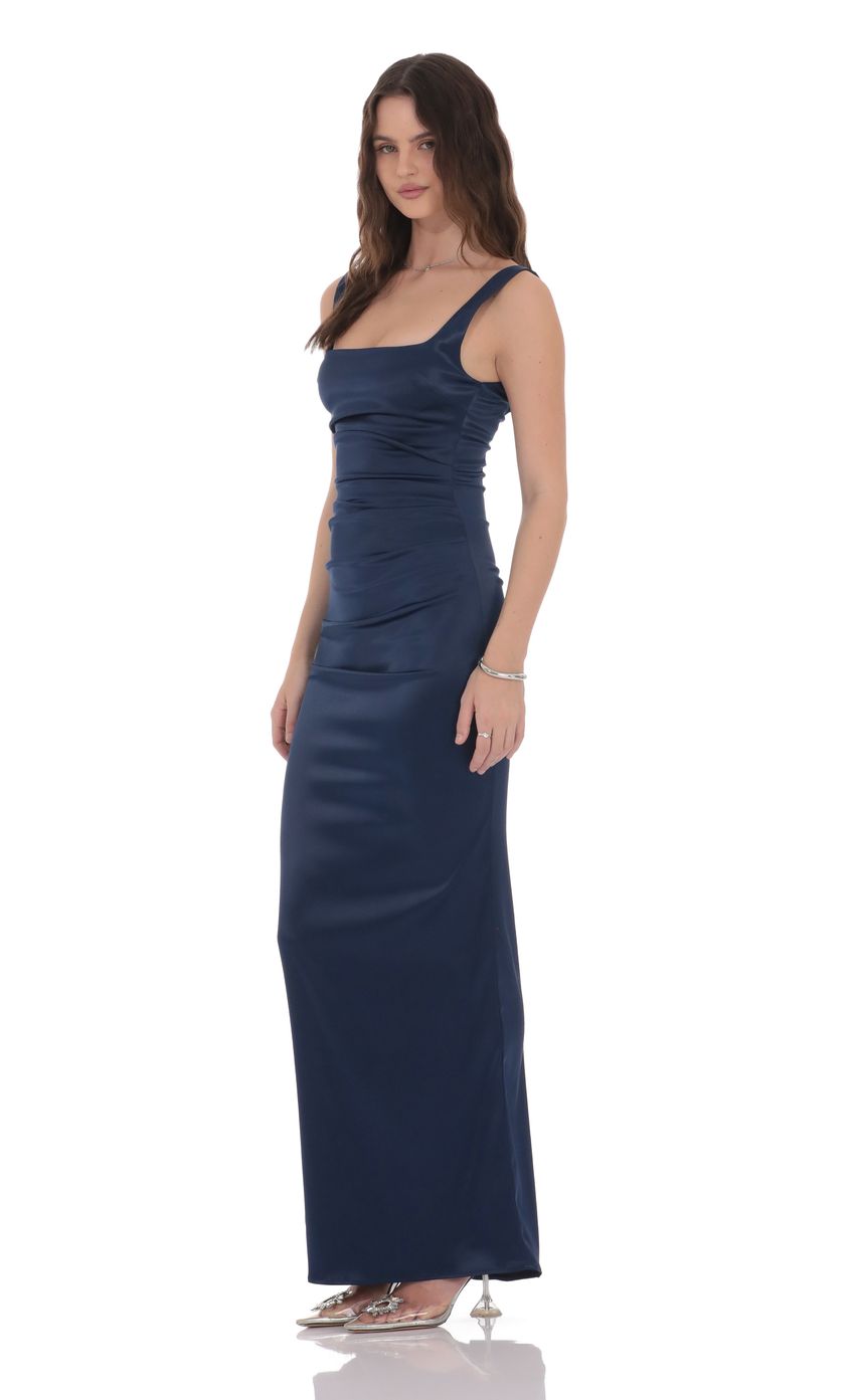 Product image for Satin Bodycon Maxi Dress in Navy