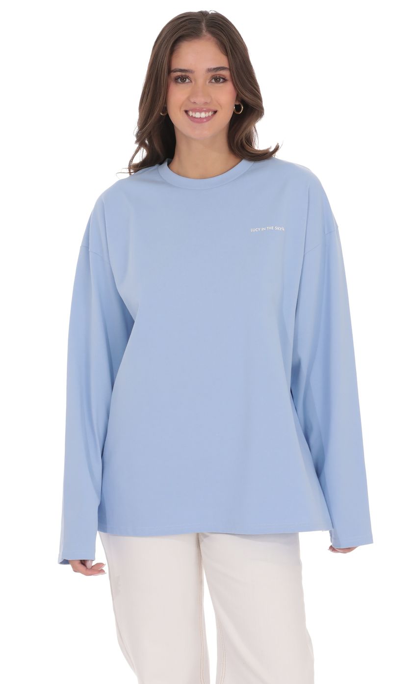 Product image for LA Graphic Crewneck Shirt in Light Blue