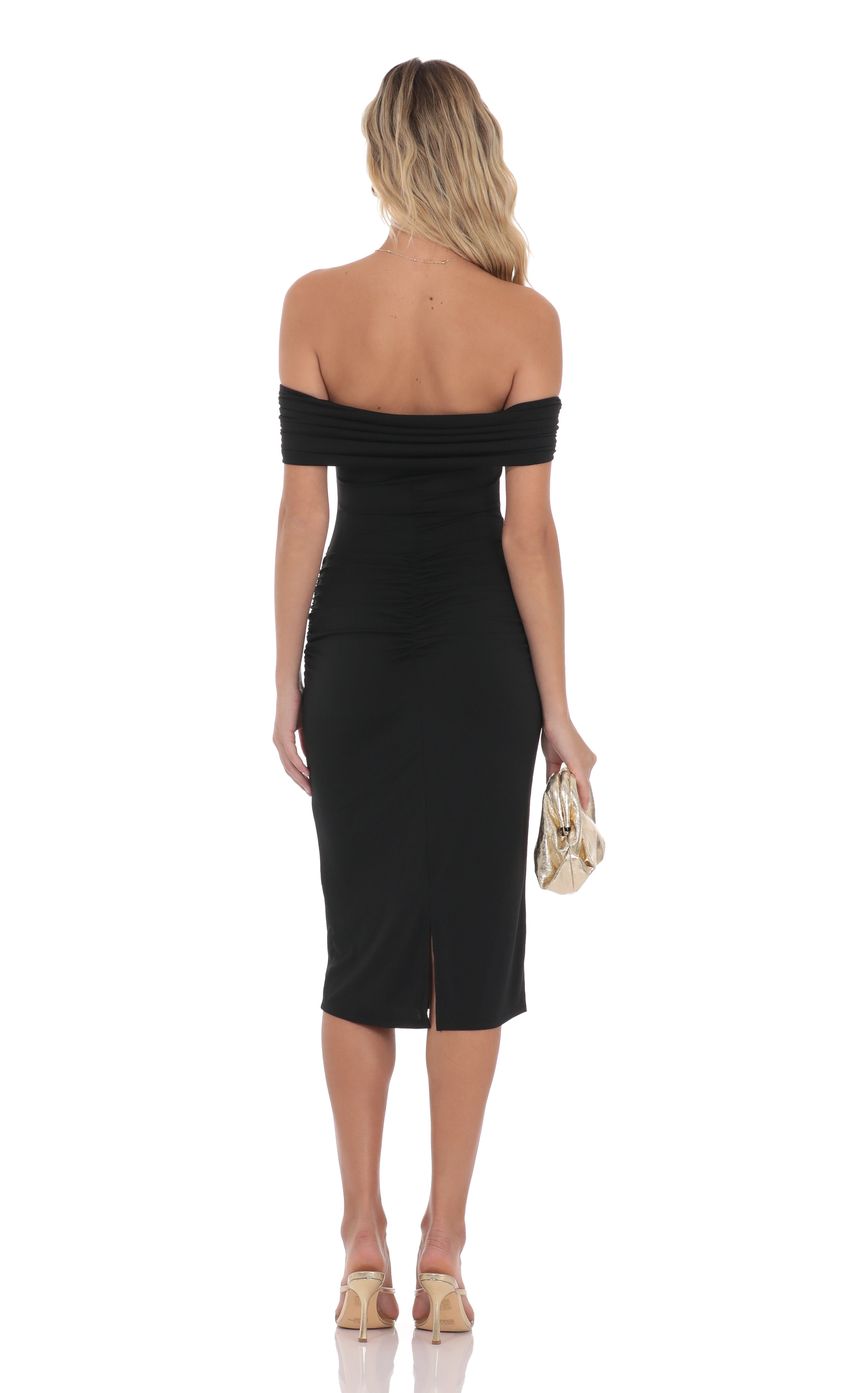 Product image for Off Shoulder Keyhole Midi Dress in Black