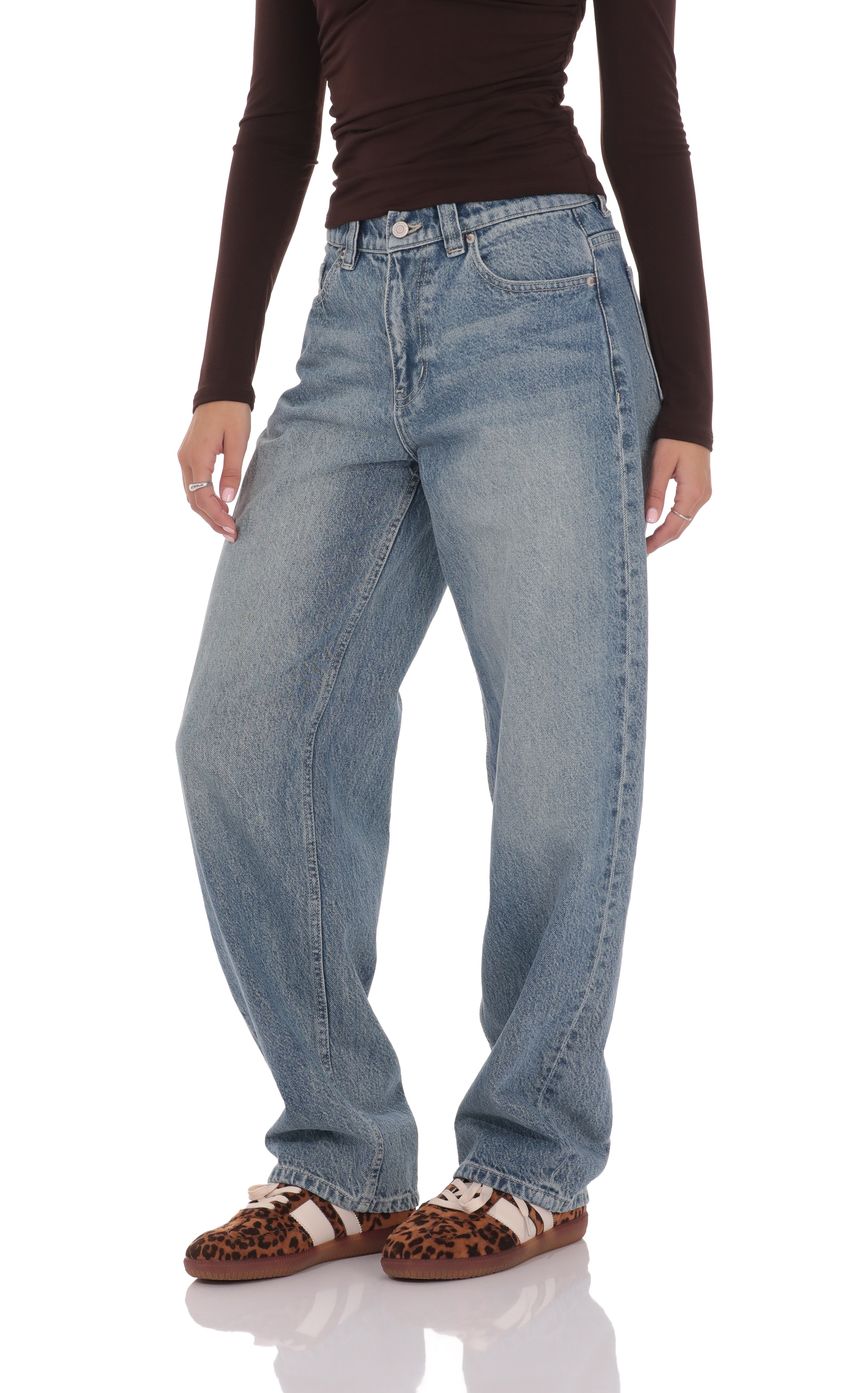 Изображение товара для Джинсы свободного кроя небесного цвета