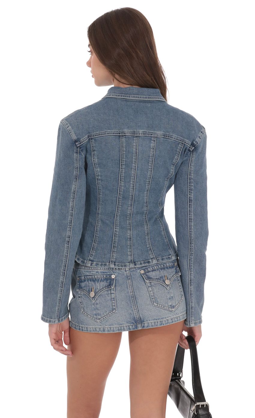 Product image for Fitted Denim Jacket in Blue