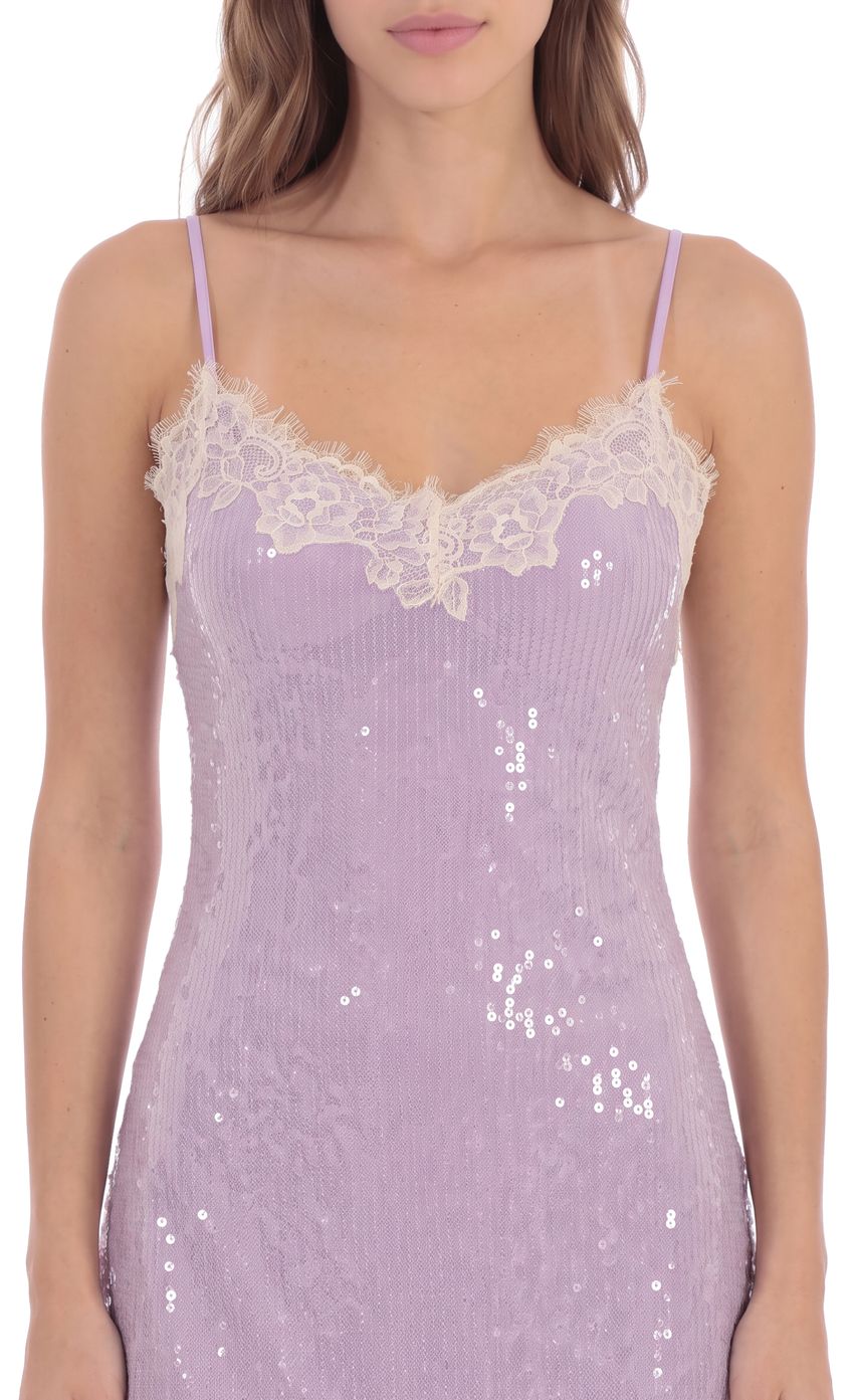 Product image for Sequin Lace Mini Dress in Lilac