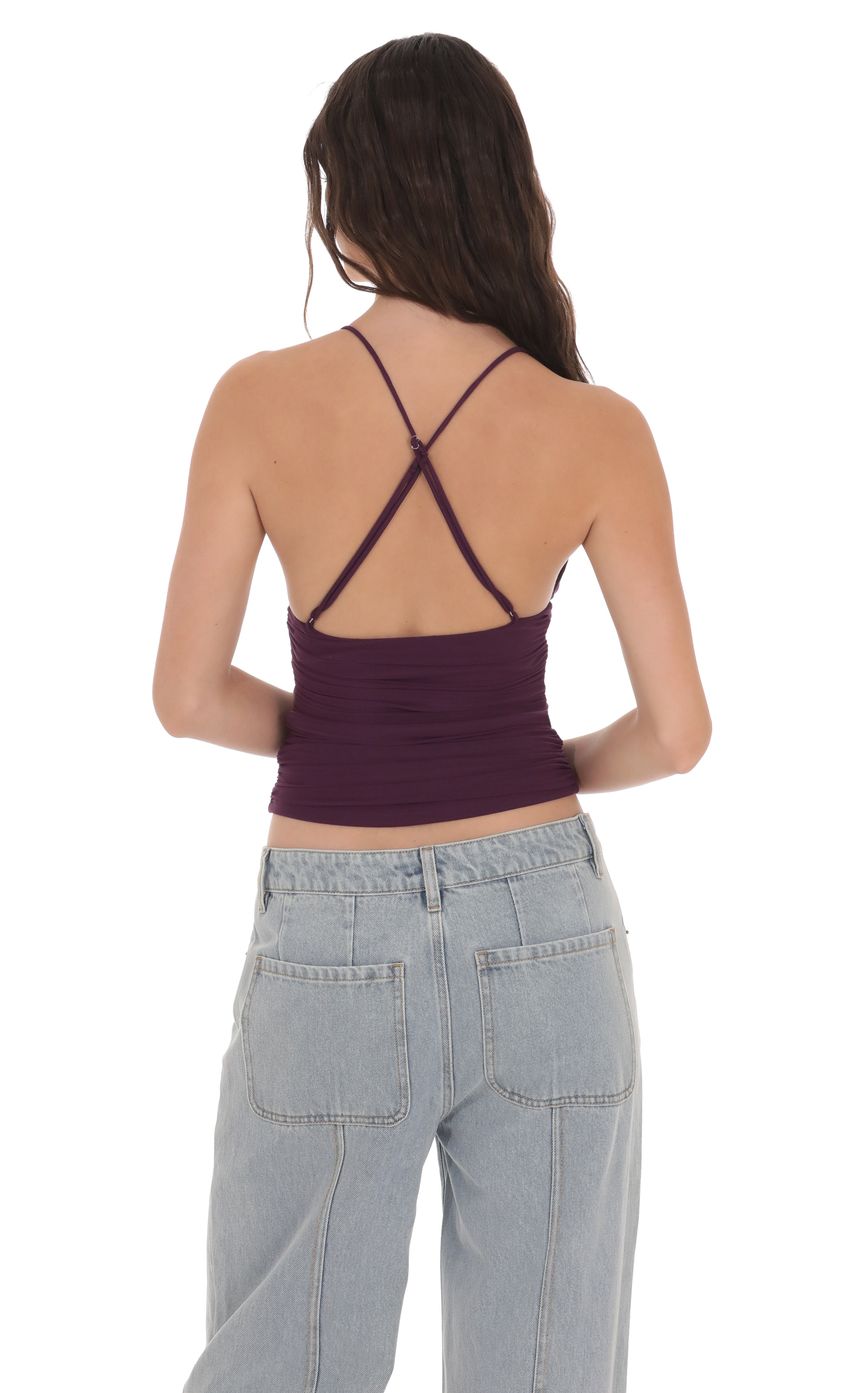 Product image for Mesh V-Neck Top in Purple