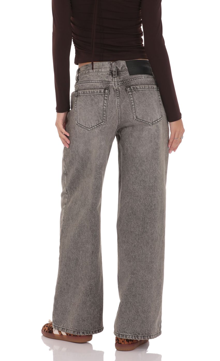 Product image for Mid Rise Wide Leg Jeans in Acid Wash Grey