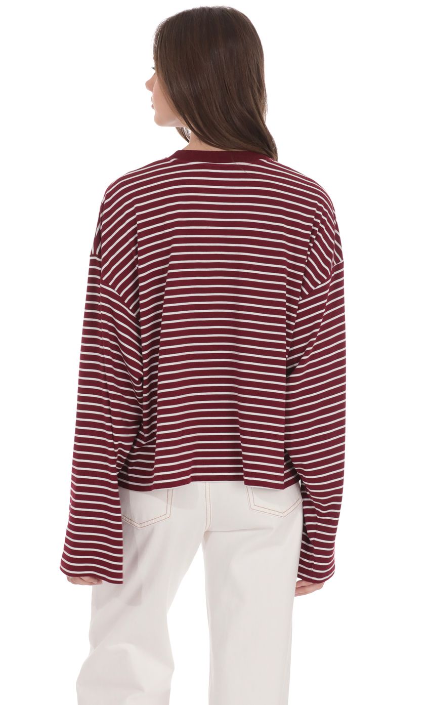 Product image for Oversized Striped Shirt in Red and White