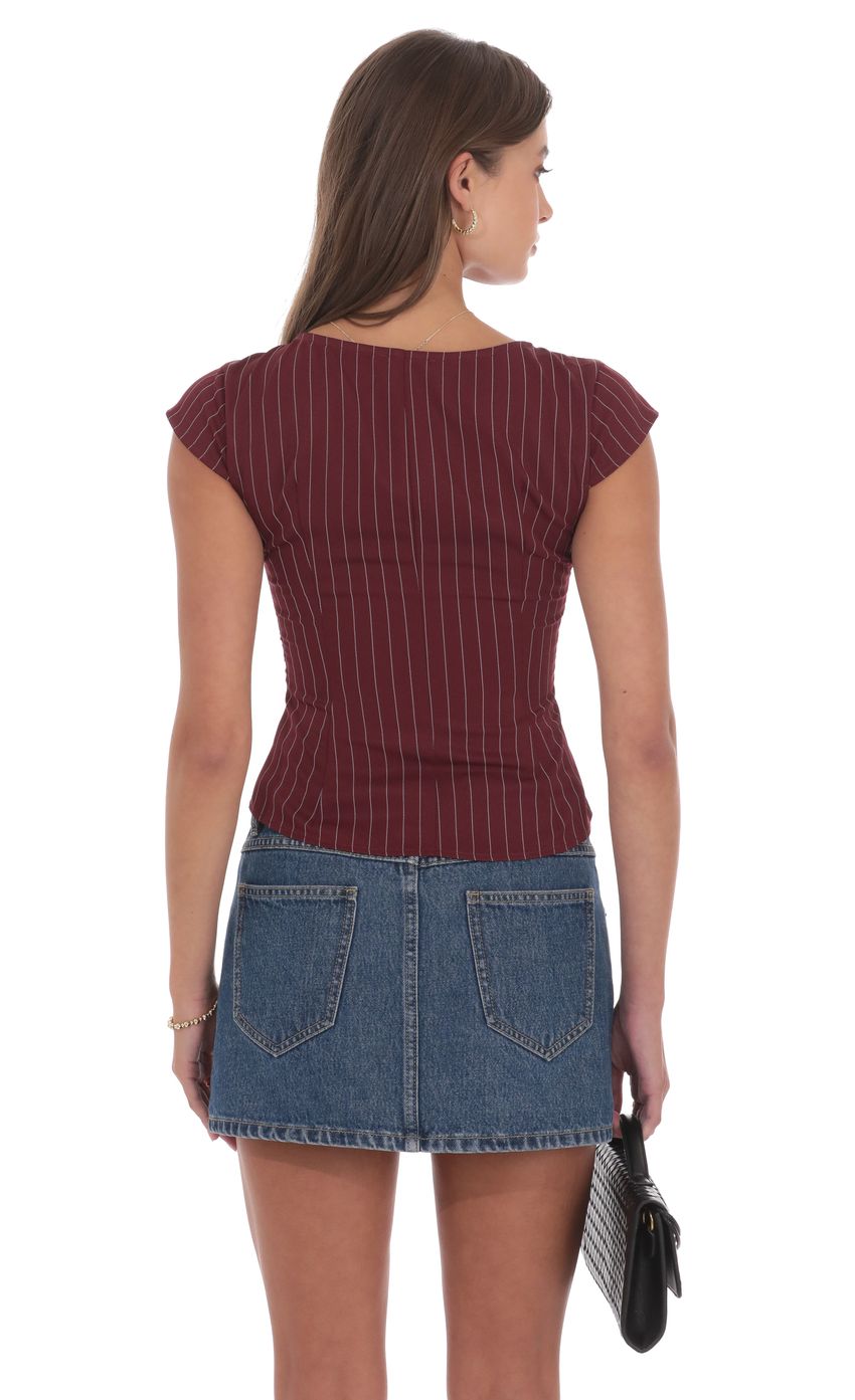 Product image for Striped Fitted Top in Maroon