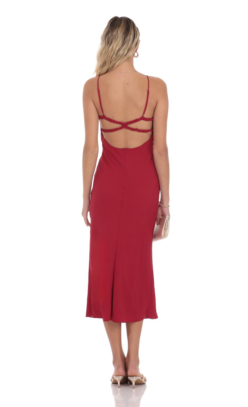 Product image for Crinkle Open Back Midi Dress in Red