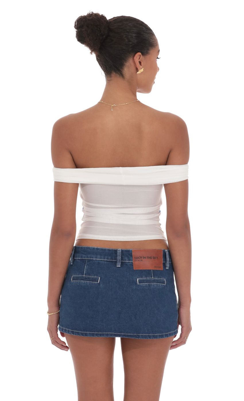 Picture Floral Mesh Off Shoulder Top in White. Source: https://media-img.lucyinthesky.com/data/product-media/850xAUTO/c7332663-e342-4e0b-966d-0af968cbf204.jpg