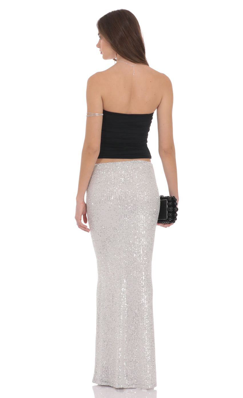 Product image for Sequin Maxi Skirt in Silver