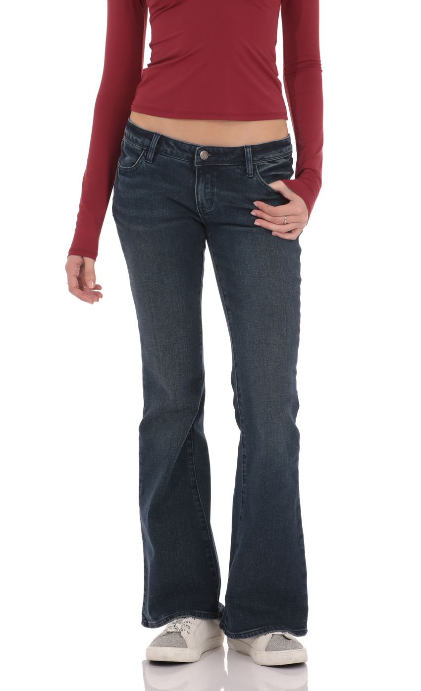 Product image for Low Rise Bell Bottom Jeans in Dark Blue