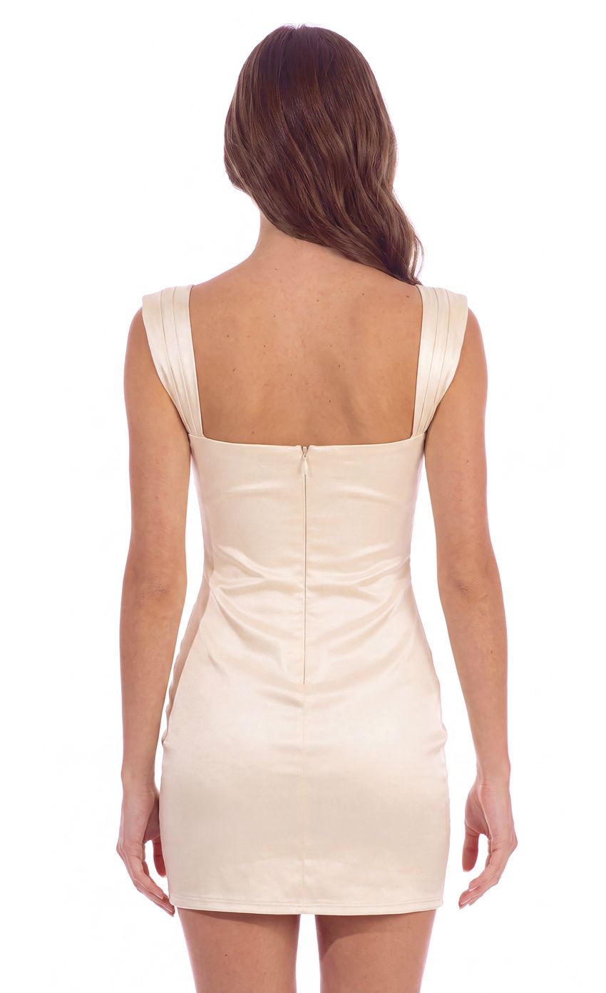 Product image for Lace Trim Satin Mini Dress in Cream