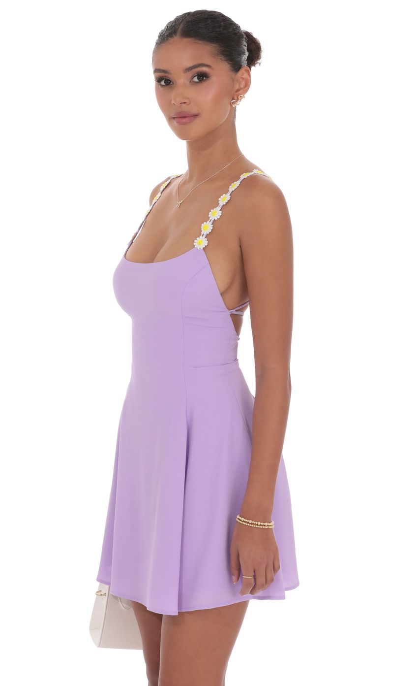 Picture Floral Strap Flare Dress in Lilac. Source: https://media-img.lucyinthesky.com/data/product-media/850xAUTO/c7ca2ac8-06c5-4d0f-ac06-a78b2f6e5b47.jpg