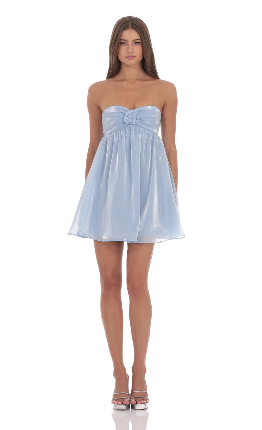 Product image for Strapless Florette Babydoll Dress in Icy Blue