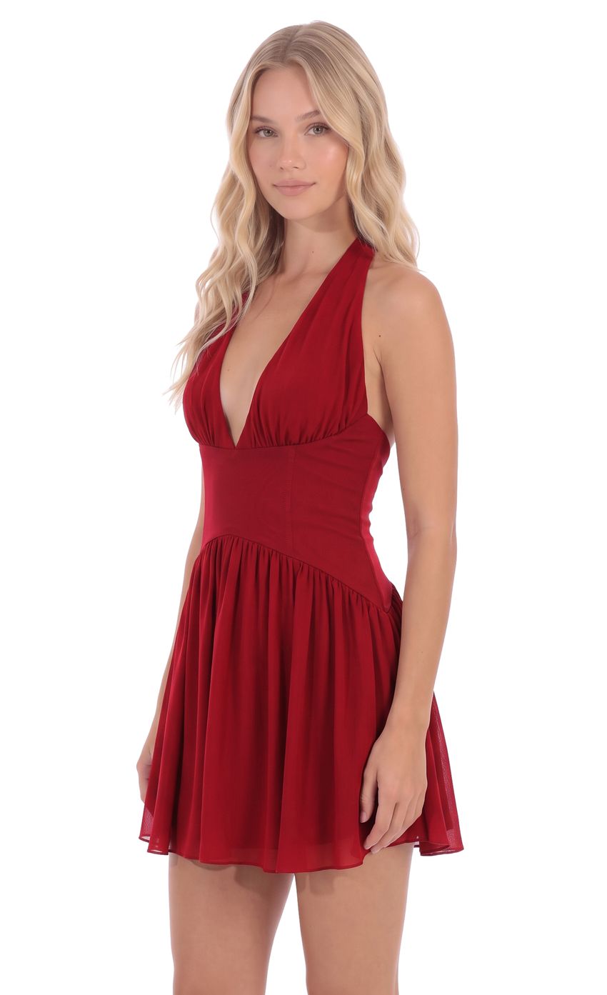 Product image for Halter Corset Mini Dress in Red